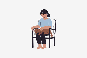 Fototapeta premium Illustration of Senior with Dog