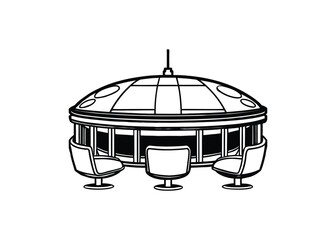 Silhouette of conference pod table isolated on a white background