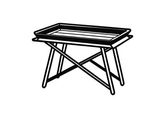 Silhouette of tray table isolated on a white background
