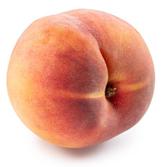 Ripe red peach isolated on white background. File contains clipping path.