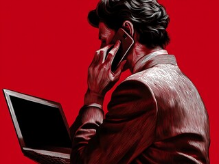 Person engrossed in work, focused on a device.