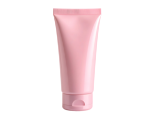 Pink squeeze tube on black background