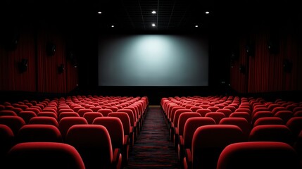 Fototapeta premium Empty movie theater red seats