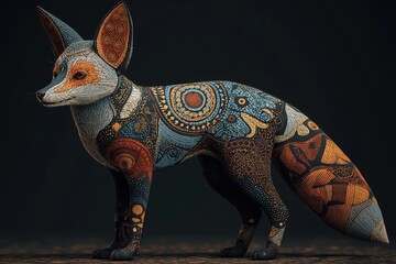 Vibrant Fox Adorned With Intricate Patterns and Textures in a Mystical Forest Generative AI