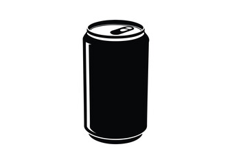 Soda can with a slightly curved silhouette Black Vector white background