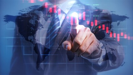Businessman Envisioning Global Financial Markets and Data Analytics Trends