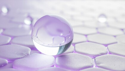 Crystal Ball on Hexagonal Tiles with Purple Glow Abstract Geometric Background for Scientific or Technological Concepts and Designs Macro Shot