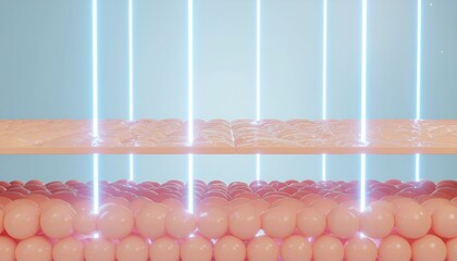 Skin Layer Structure with Light Beams Dermis and Epidermis Layers Cosmetic Treatment Concept Skin Care Beauty and Health 3D Rendering