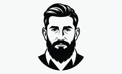 Bearded man silhouette,  facial hair styles, male profile variations, Man with beard variation silhouette