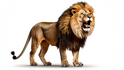 Obraz premium Majestic lion roaring, full body shot
