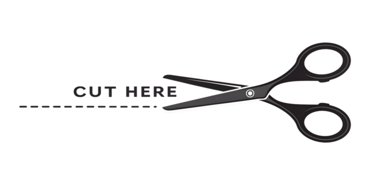 Scissors with Dashed Cut Line Icon: Coupon Symbol