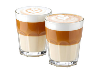 Two glasses of latte with foam