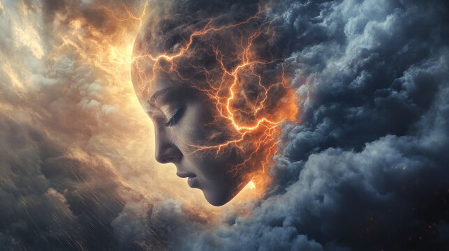 anger, concepts, contemplation, creativity, exploding, females, frustration, furious, genius, headshot, horizontal, ideas, illness, image, inspiration, intelligence, motivation, one person, science