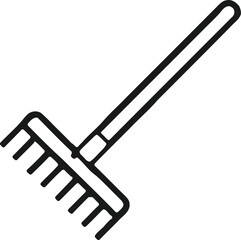Rake garden tool line art style editable vector illustration icon