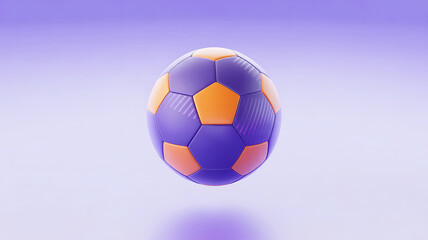 Fototapeta premium Vibrant Soccer Ball Floating in a Dreamy Purple Ambiance A Playful Fusion of Sport and Color