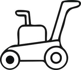 Lawnmower line art editable vector illustration
