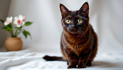 A charming cat portrait at home bright and cozy environment artistic viewpoint