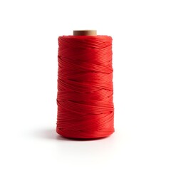 Red Thread Yarn Roll Isolated on White Background – Knitting, Sewing, and Craft Material

