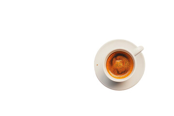 Espresso in ceramic mug displayed on clear transparent background
