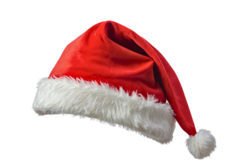 Festive Christmas santa hat isolated on a plain background	
