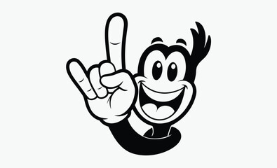 Cartoon Hang Loose Hand, hand gesture icon, shaku sign illustration  