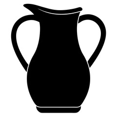 Classic black of a pitcher with a handle and spout vector icon on white background.