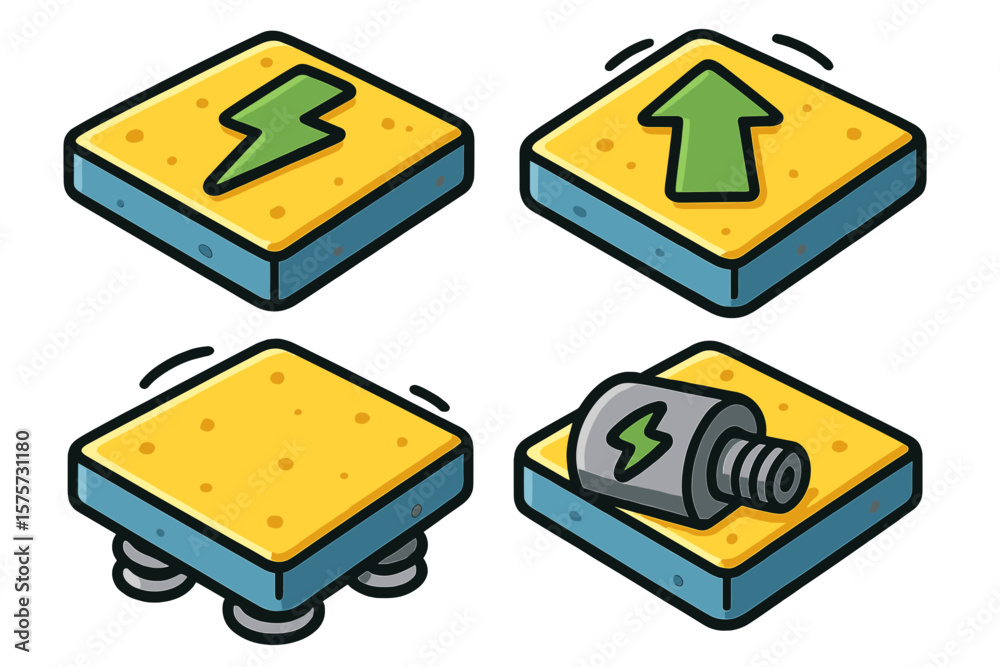 Poster energy tiles with symbols for different functions in a digital game design context