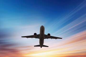 Airplane in the Sky -  Vacation -  Travel - Holidays - Tourism 

