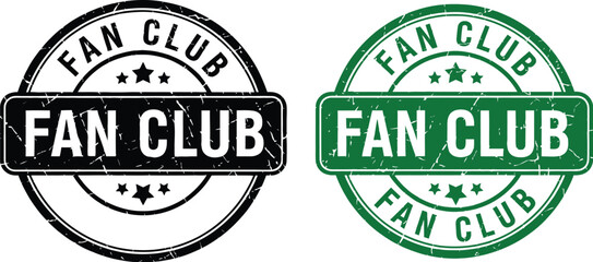 Two red fan club stamps with stars and grunge effect on a white background