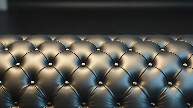Black leather upholstery forming a diamond pattern with buttons