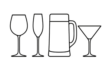 Various types of drinkware illustrated in a modern minimalist style showcasing elegance and versatility in beverage presentation