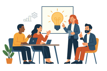 Team brainstorming session in a modern office setting during the day