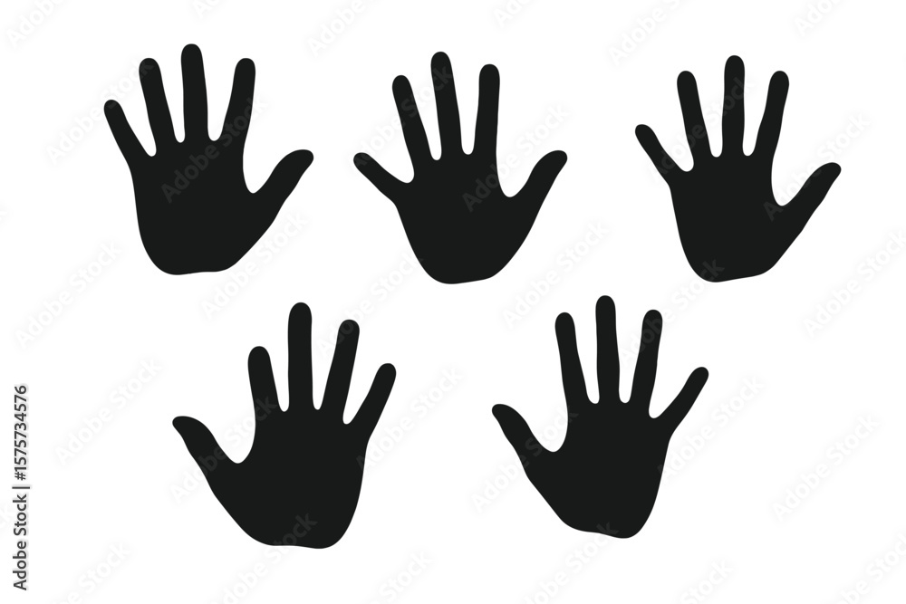 Poster handprints displayed in various positions on a simple background expressing creativity and individua