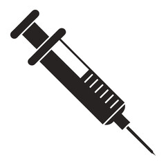 A black syringe isolated on white background is ready for use