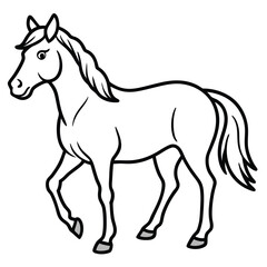Illustration of a walking horse with a flowing mane, isolated on white background