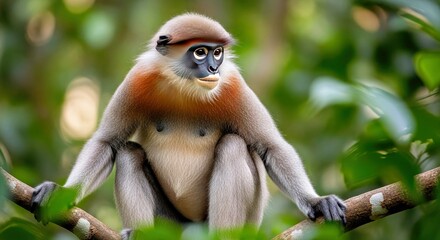 Fototapeta premium Detailed Photograph Pale-Thighed Langur Primate Wildlife Portrait