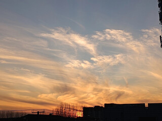 construction site at sunset