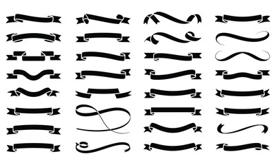 Elegant  silhouette Ribbon Banners Design Elements Collection