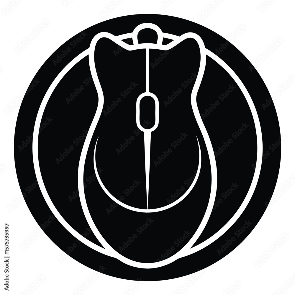 Fototapete A computer mouse icon in a circular design