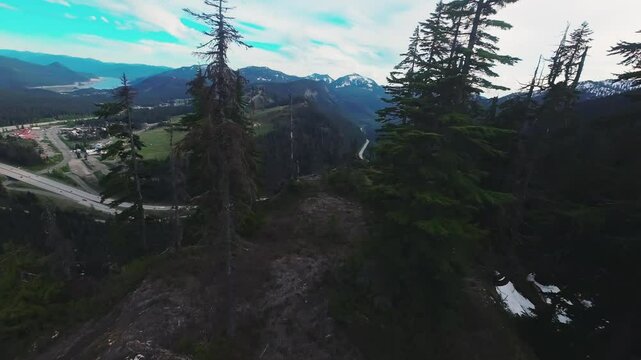 Drone Over Snoqualmie Mountain Pass In The Cascade Range In Washington State, United States. FPV