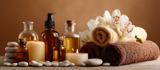 Massage Spa Items with Scented Oils and Stones