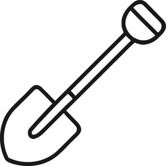 Shovel garden tool, spade line art style editable vector illustration icon