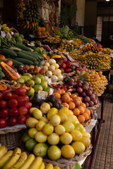 Fresh tropical fruits at farmers market in Madeira