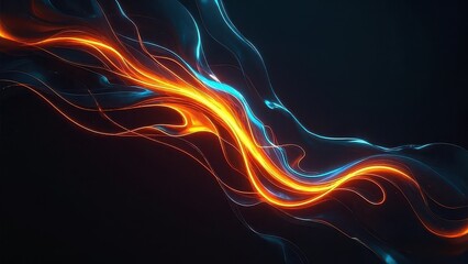 Abstract Swirling Light Trails Blue and Orange Energy Flow