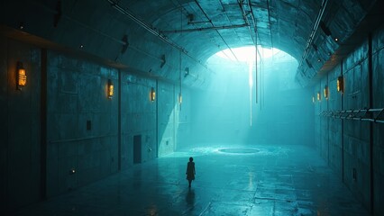 Science fiction architecture indoor scene