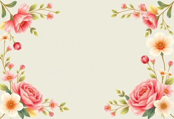 Elegant floral frame, perfect for baby shower announcements, blossom, petals