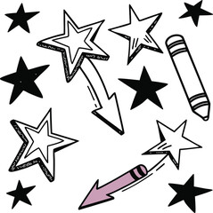 A vibrant collection of colorful star vector illustrations, perfect as a festive decoration or shiny holiday design element