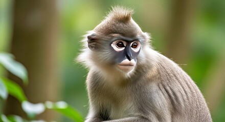 Graceful Image Surili Lush Forest Primate Wildlife Natural Habitat