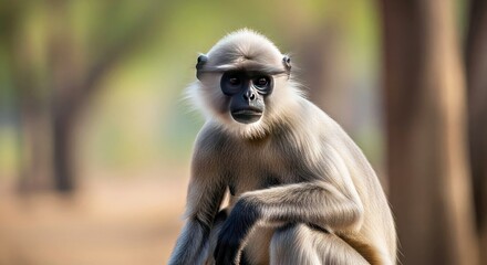 Obraz premium Serene Portrait Bengal Sacred Langur Primate Wildlife India