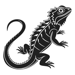 Stylized Black and White Lizard Illustration Tribal Reptile Tattoo Design